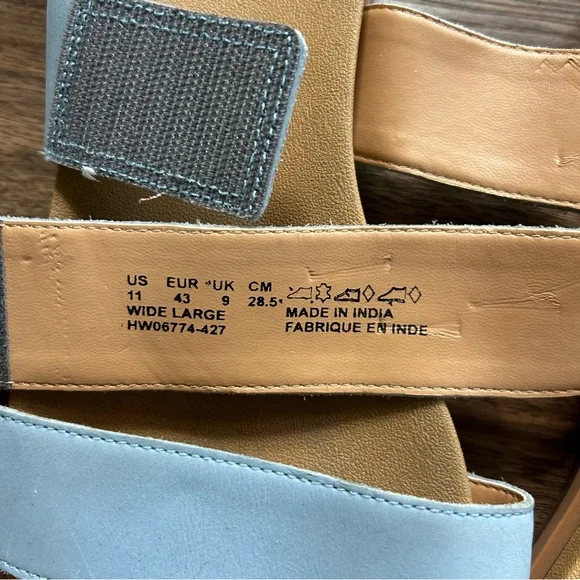 HUSH PUPPIES Powder Blue Adjustable Strap Comfort Sandals Coastal | Size 11 Wide - Picture 11 of 11